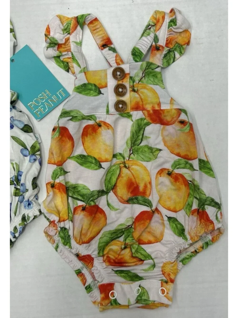 Posh Peanut bubble rompers Sleeveless LOT OF 2 Bamboo 0-3 months Fruit Prints